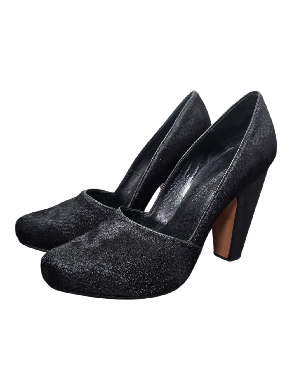 Rachel Comey Black Pony Hair Block Heel Pumps